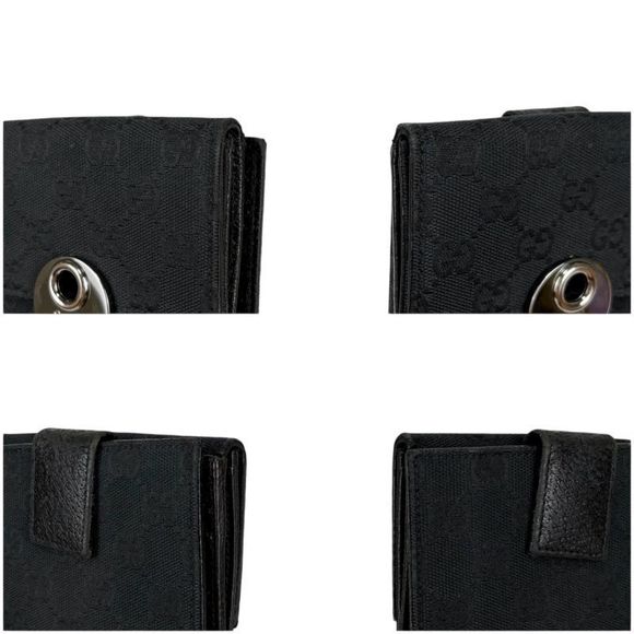 Gucci Compact Wallet Bifold Wallet Black GG Canvas GG Pattern - Picture 7 of 14